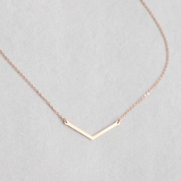 Chevron Necklace 14K Rose Gold Plated - Picture 2 of 2